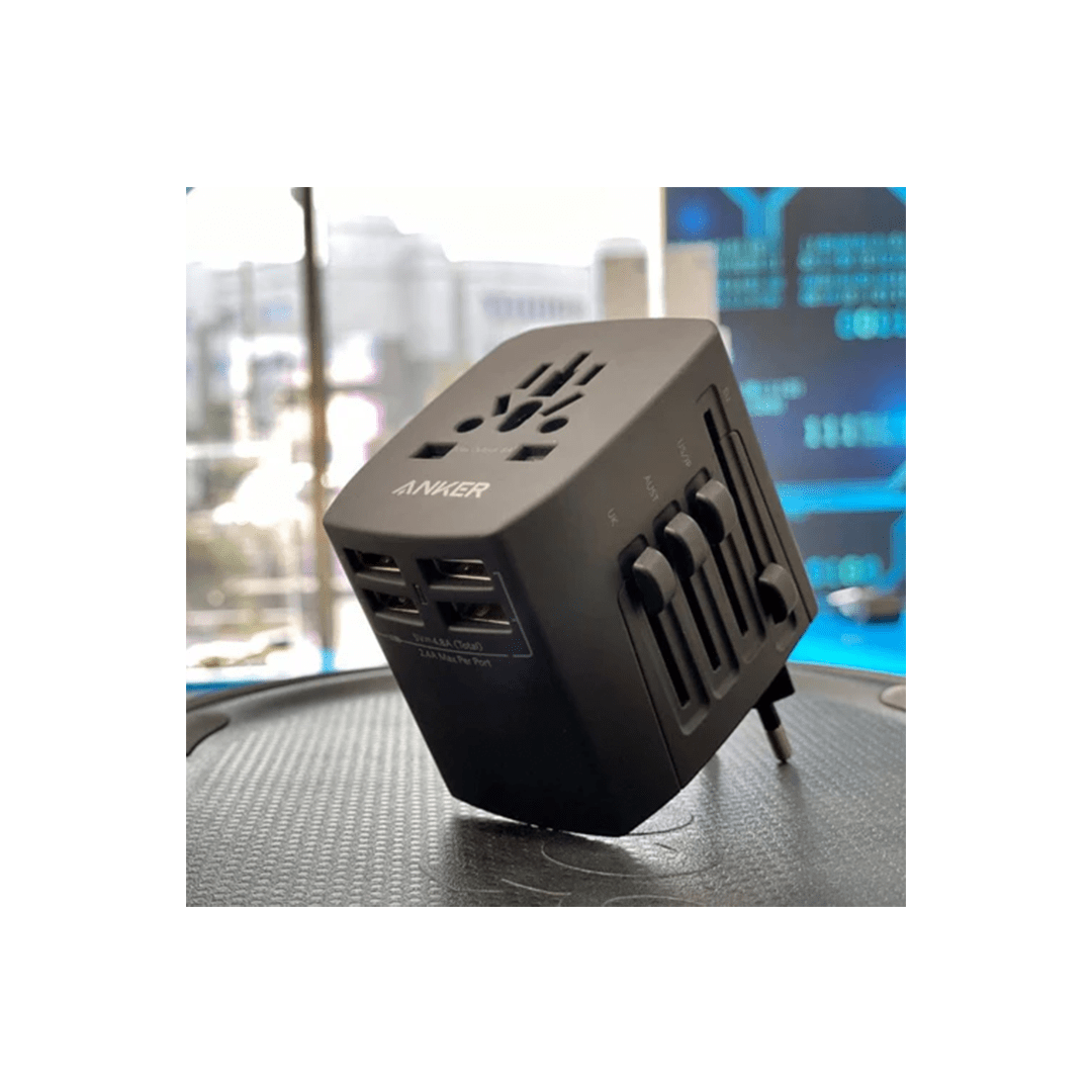 Anker Universal Travel Adapter With 4 Usb Ports, Interchangeable Charger - Black in Qatar Anker Universal Travel Adapter With 4 Usb Ports, Interchangeable Charger - Black in Qatar